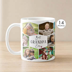 Beste Opa Ooit 14 Foto Collage Zeshoekig Patroon Koffiemok