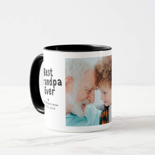 Beste opa ooit 2-foto collage & aangepaste bericht mok (Voorkant links)