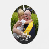 Beste opa ooit 2 foto retro typografie tekst metalen ornament (Voorkant links)