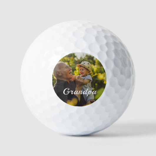 Beste Opa Ooit 2 Foto Script Persoonlijk Golfballen (Voorkant)