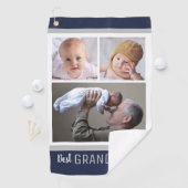 Beste opa ooit 3 Foto Collage Navy Blue White Golfhanddoek (Insitu)