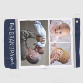 Beste opa ooit 3 Foto Collage Navy Blue White Golfhanddoek (Horizontaal)
