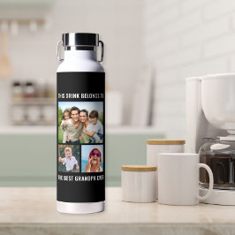 Beste Opa Ooit 3 Foto Zwart Waterfles