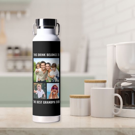 Beste Opa Ooit 3 Foto Zwart Waterfles