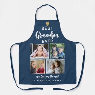 Beste Opa Ooit 4 Foto Collage Goud Navyblauw Schort