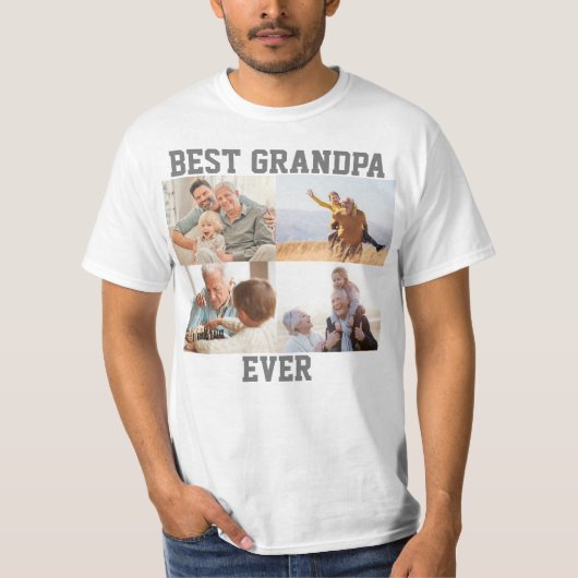 Beste opa ooit 4 Fotocollage Creëer Uw Ewn T-shirt (Voorkant)