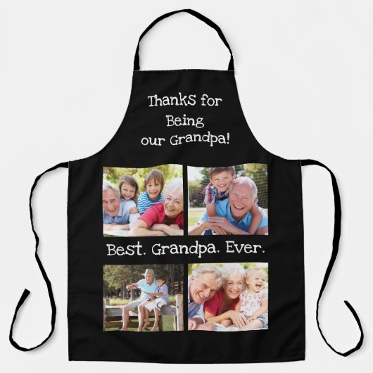 Beste opa ooit 4 Fotocollage Fun Keepslag Schort (Voorkant)