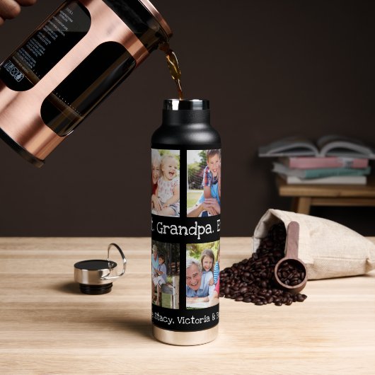 Beste opa ooit 4 Fotocollage Fun Keepslag Waterfles (Koffie)