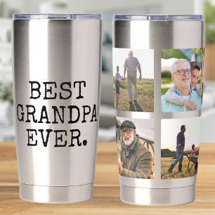 Beste Opa Ooit 4 Fotocollage Geïsoleerde Drinkbeker