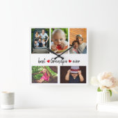 Beste opa, ooit 5 Foto aangepast Vierkante Klok (Huis)