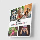 Beste opa, ooit 5 Foto aangepast Vierkante Klok (Hoek)