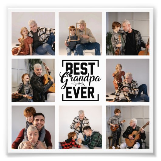 Beste opa ooit 8 foto collage afdrukken afdruk (Voorkant)