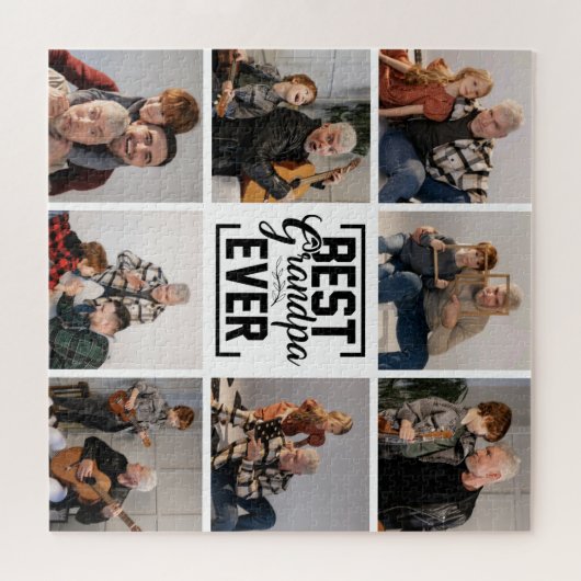 Beste opa ooit 8 Foto collage Jigzaag Puzzle Legpuzzel (Horizontaal)