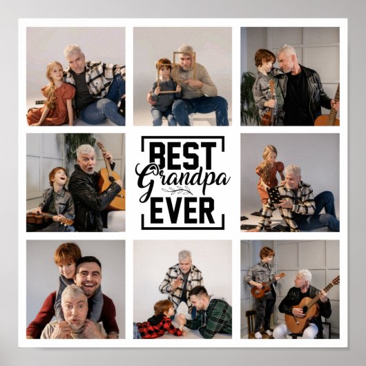 Beste Opa Ooit 8 Foto Collage Poster (Voorkant)