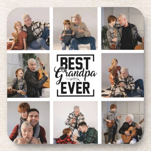 Beste Opa Ooit 8 Fotocollage Bier Onderzetter (Voorkant)