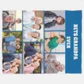 Beste Opa Ooit 8Foto Collage Chic Blauw Fleece Deken (Voorkant (Horizontaal))