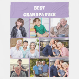 Beste Opa Ooit 8Foto Collage Chic paars Fleece Deken