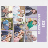 Beste Opa Ooit 8Foto Collage Chic paars Fleece Deken (Voorkant (Horizontaal))