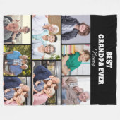 Beste opa ooit 8Foto Collage Chic Zwart Fleece Deken (Voorkant (Horizontaal))