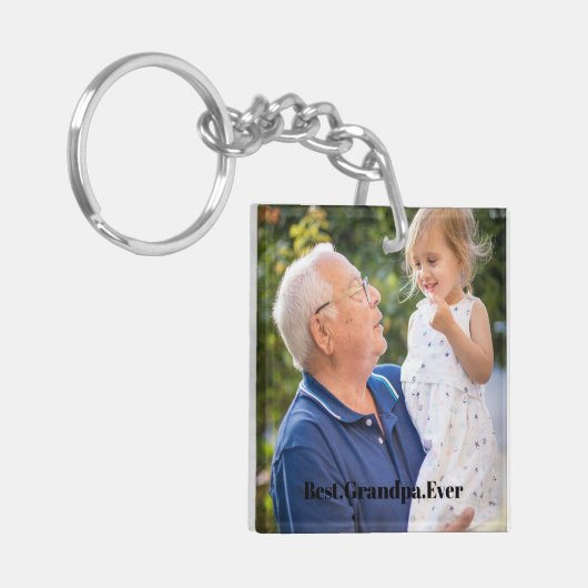 Beste opa ooit aangepaste 2 foto dubbelzijdig sleutelhanger (Voorkant Links)