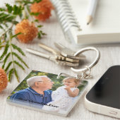 Beste opa ooit aangepaste 2 foto dubbelzijdig sleutelhanger (Voorkant Rechts)