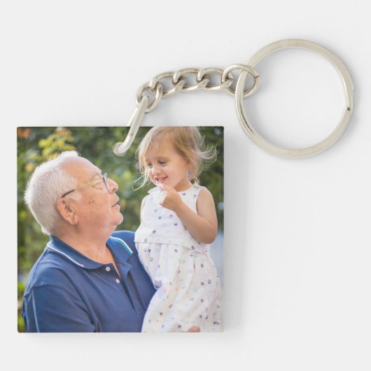 Beste opa ooit aangepaste 2 foto dubbelzijdig sleutelhanger (Achterkant)