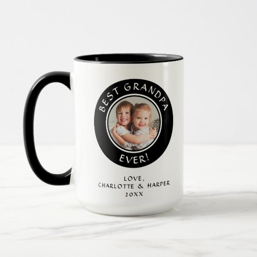 Beste opa ooit aangepaste foto modern leuk cute mok (Links)