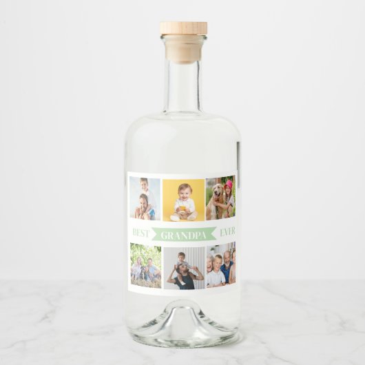 Beste opa ooit | Aangepaste foto's dranklabel Likeurfles Etiket (Voorkant)