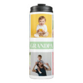 Beste Opa Ooit | Aangepaste Foto's Dranklabel Thermosbeker (Voorkant)