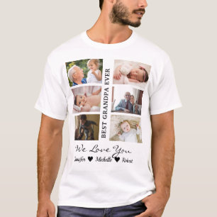 Beste Opa Ooit Aangepaste Foto's Namen van Kleinki T-shirt