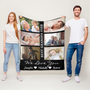 Beste opa ooit aangepaste foto's opa-kinderen fleece deken