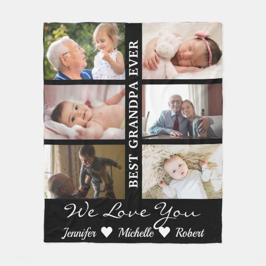 Beste opa ooit aangepaste foto's opa-kinderen fleece deken (Voorkant)