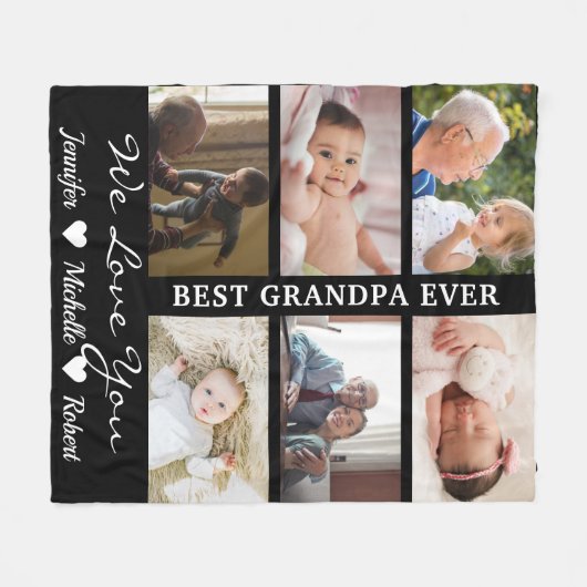 Beste opa ooit aangepaste foto's opa-kinderen fleece deken (Voorkant (Horizontaal))