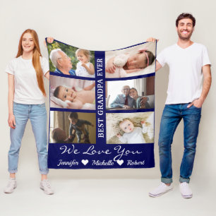 Beste opa ooit aangepaste foto's opa-kinderen fleece deken