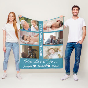 Beste opa ooit aangepaste foto's opa-kinderen fleece deken