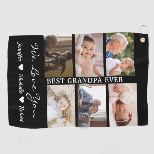 Beste opa ooit aangepaste foto's opa-kinderen golfhanddoek (Horizontaal)