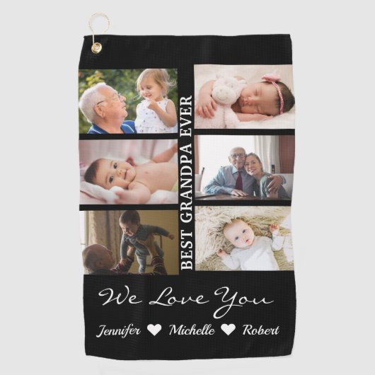 Beste opa ooit aangepaste foto's opa-kinderen golfhanddoek (Voorkant)