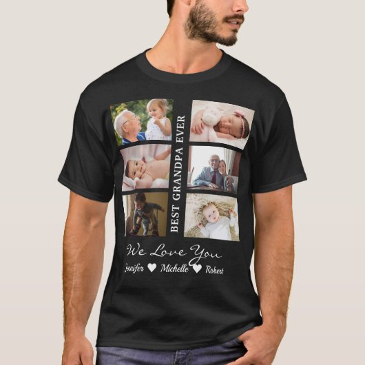 Beste opa ooit aangepaste foto's opa-kinderen t-shirt (Voorkant)