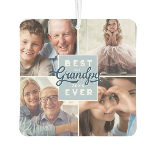 Beste opa ooit aangepaste vier foto familie collag luchtverfrisser (Achterkant)