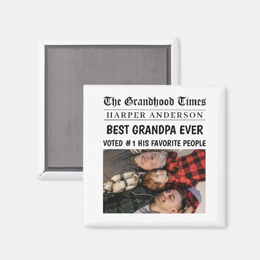 Beste Opa Ooit Custom Krant Headline Foto Magneet (Voorkant / Achterkant)