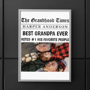 Beste Opa Ooit Custom Krant Headline Foto Poster