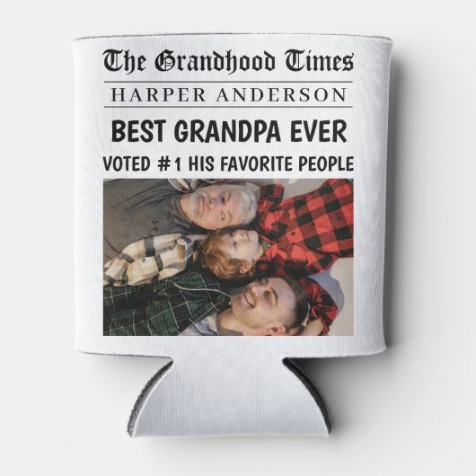 Beste Opa Ooit Custom krantenfoto Blikjeskoeler (Voorkant)