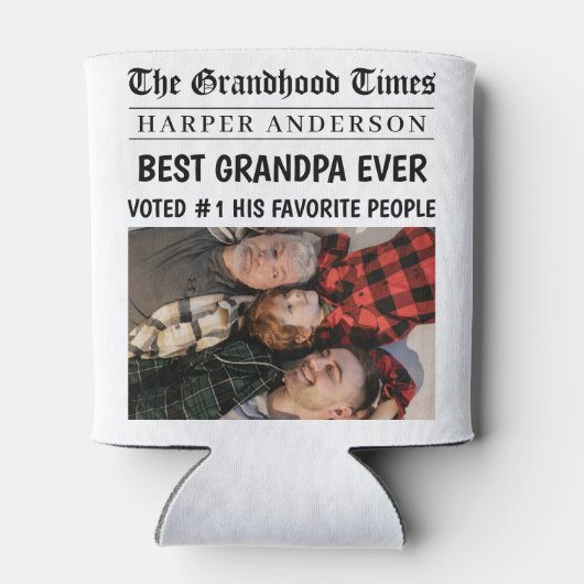 Beste Opa Ooit Custom krantenfoto Blikjeskoeler (Achterkant)