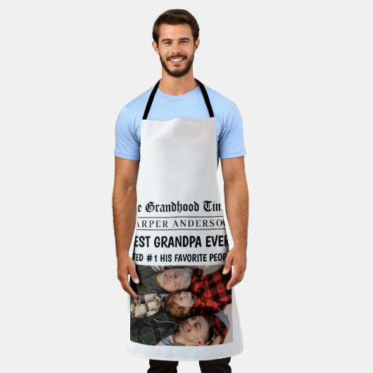 Beste Opa Ooit Custom krantenfoto Schort (Gedragen)