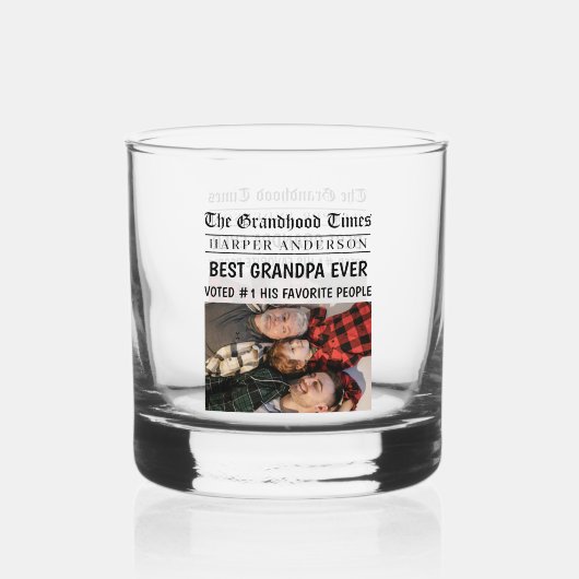 Beste Opa Ooit Custom krantenfoto Whisky Glas (Voorkant)