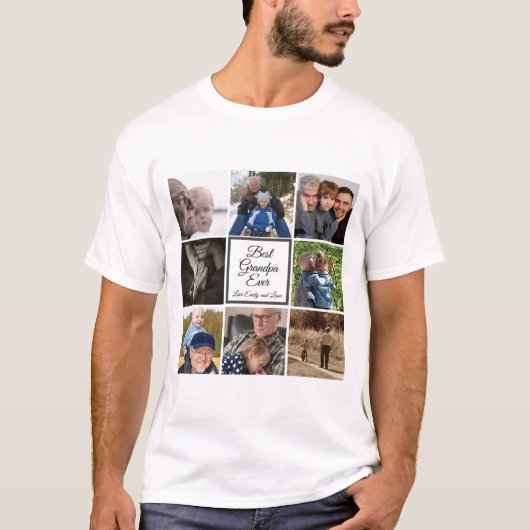Beste opa ooit foto collage aangepaste tekst wit t-shirt (Voorkant)