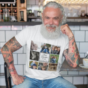 Beste opa ooit foto collage aangepaste tekst wit t-shirt