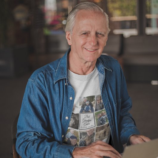 Beste opa ooit foto collage aangepaste tekst wit t-shirt