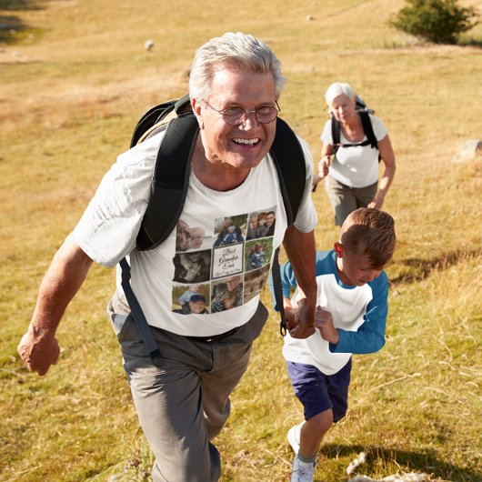 Beste opa ooit foto collage aangepaste tekst wit t-shirt