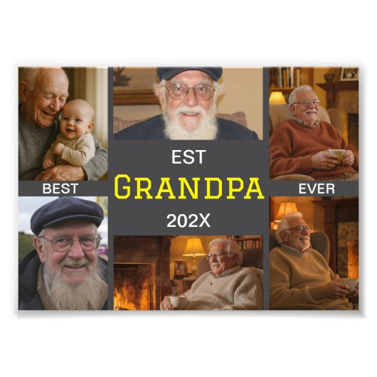 Beste Opa Ooit Foto Collage Afdruk (Voorkant)